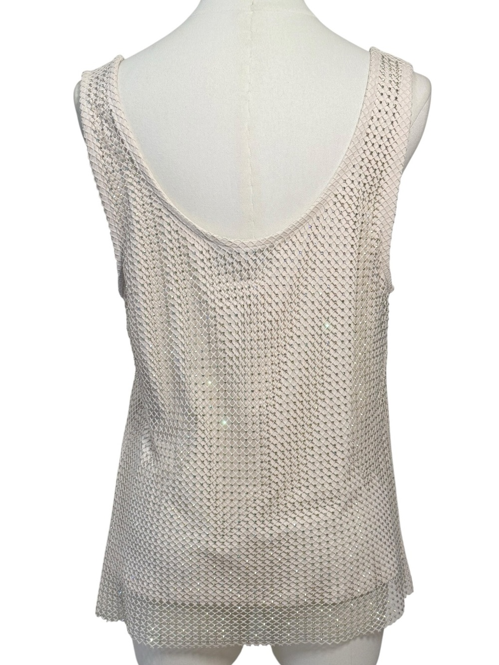 NWT - Anthropologie Sunday in Brooklyn Rhinestone Mesh Tank Ivory Size Medium - Picture 7 of 9